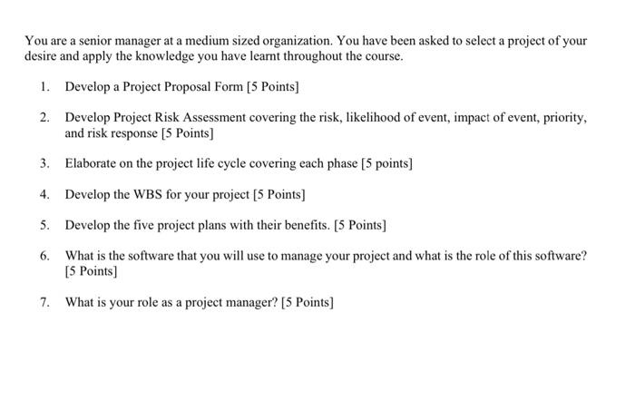  You are a senior manager at a medium sized organization. You