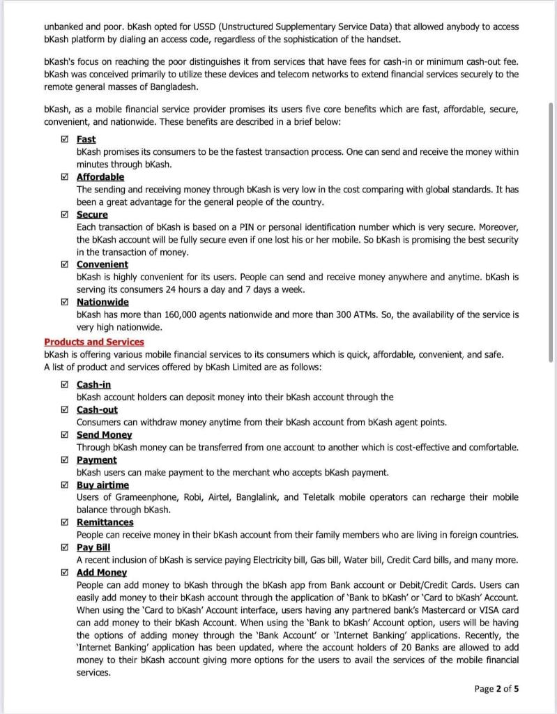 1) Fall 2020-2021 Section: A Marks: 15 The Story of bKash bKash