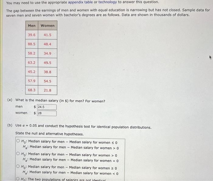  You may need to use the appropriate appendix table or technology