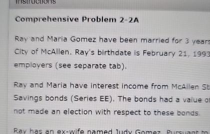  Comprehensive Problem 2-2A Ray and Maria Gomez have been married for