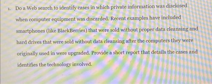  1. Do a Web search to identify cases in which private