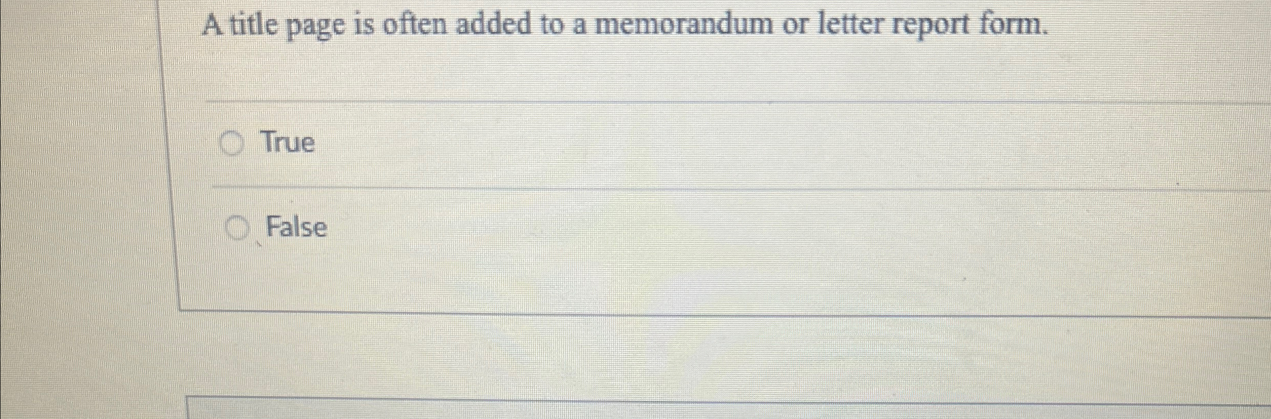  A title page is often added to a memorandum or letter