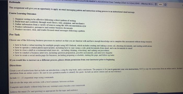 Course - project management This assignment will give yos an opportunity