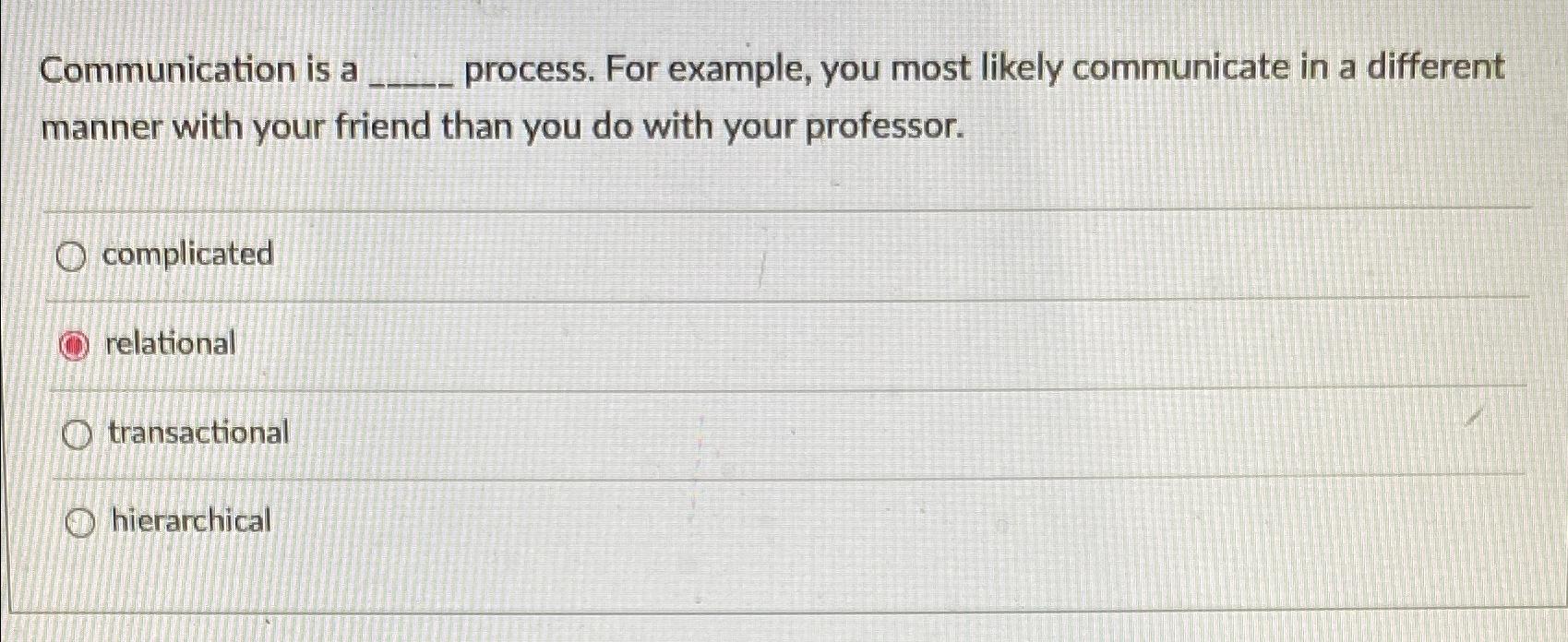  Communication is a process. For example, you most likely communicate in