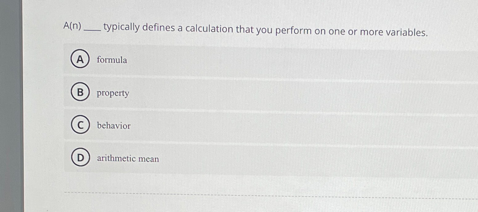  A(n)q, typically defines a calculation that you perform on one or