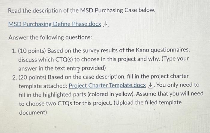  Read the description of the MSD Purchasing Case below. MSD Purchasing