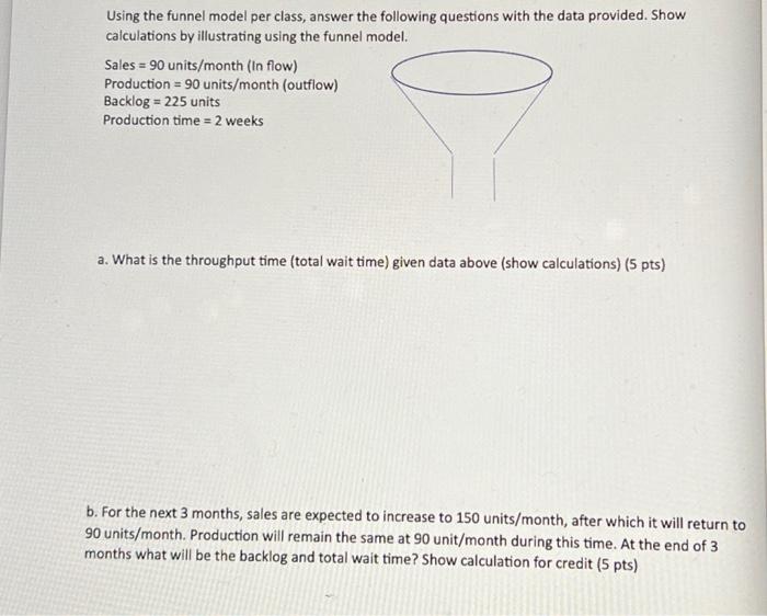  Using the funnel model per class, answer the following questions with