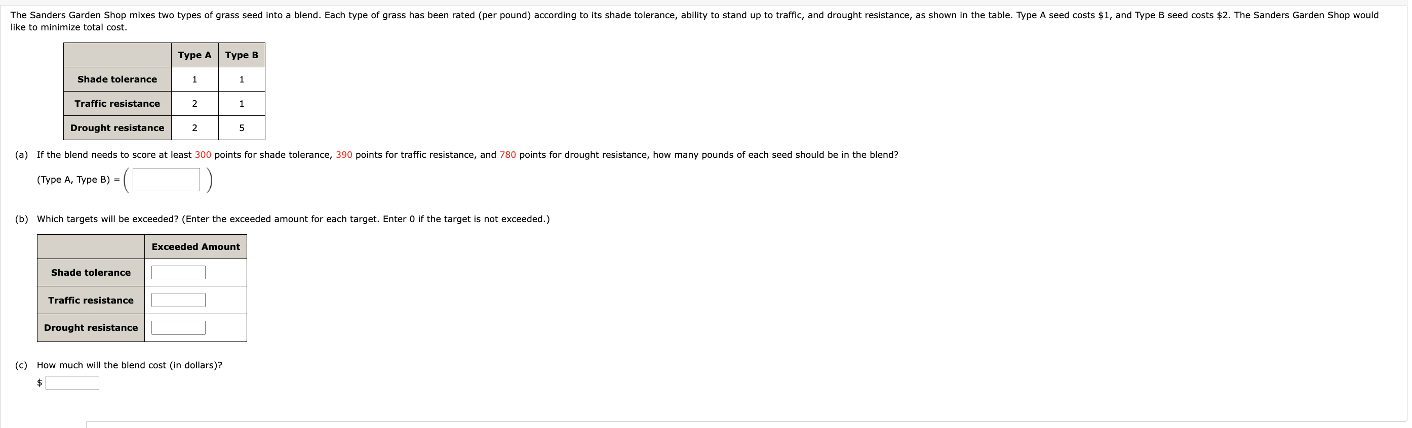  Solve using excel solver like to minimize total cost. (Type A,