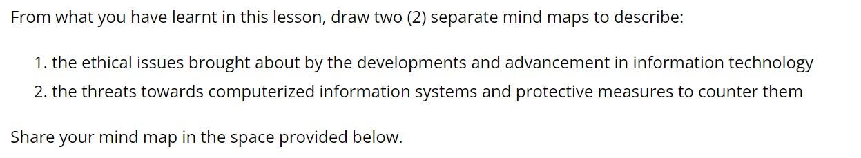 From what you have learnt in this lesson, draw two (2)