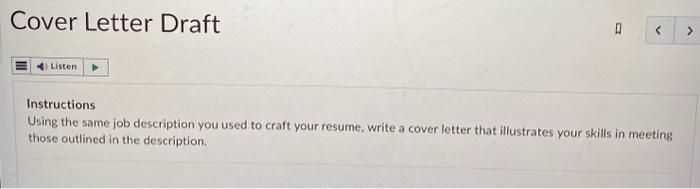 Help with this extra credit cover letter draft!!! instructions the job for