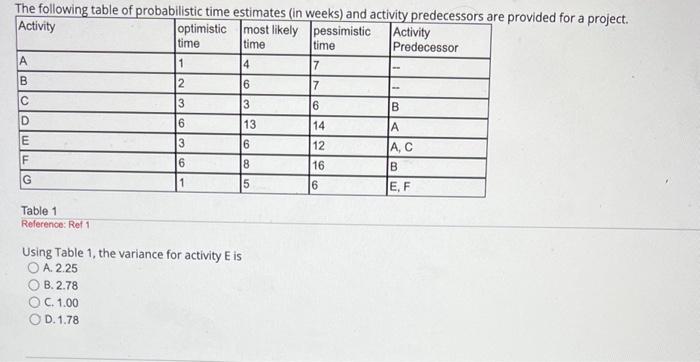  the same table is used for all questions Using Table 1,