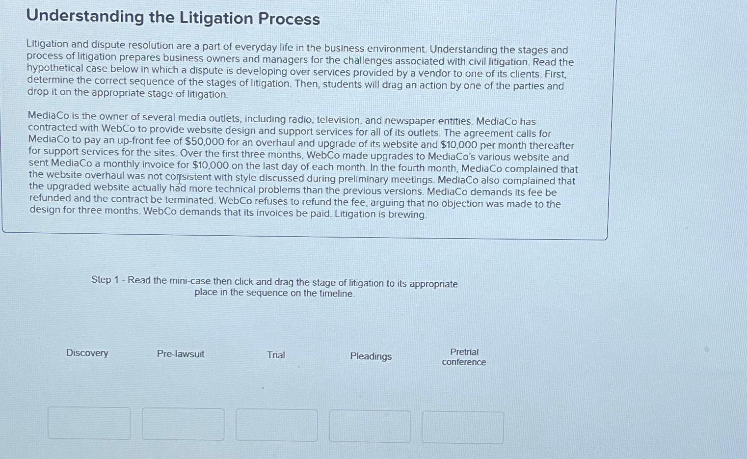  Understanding the Litigation Process Litigation and dispute resolution are a part