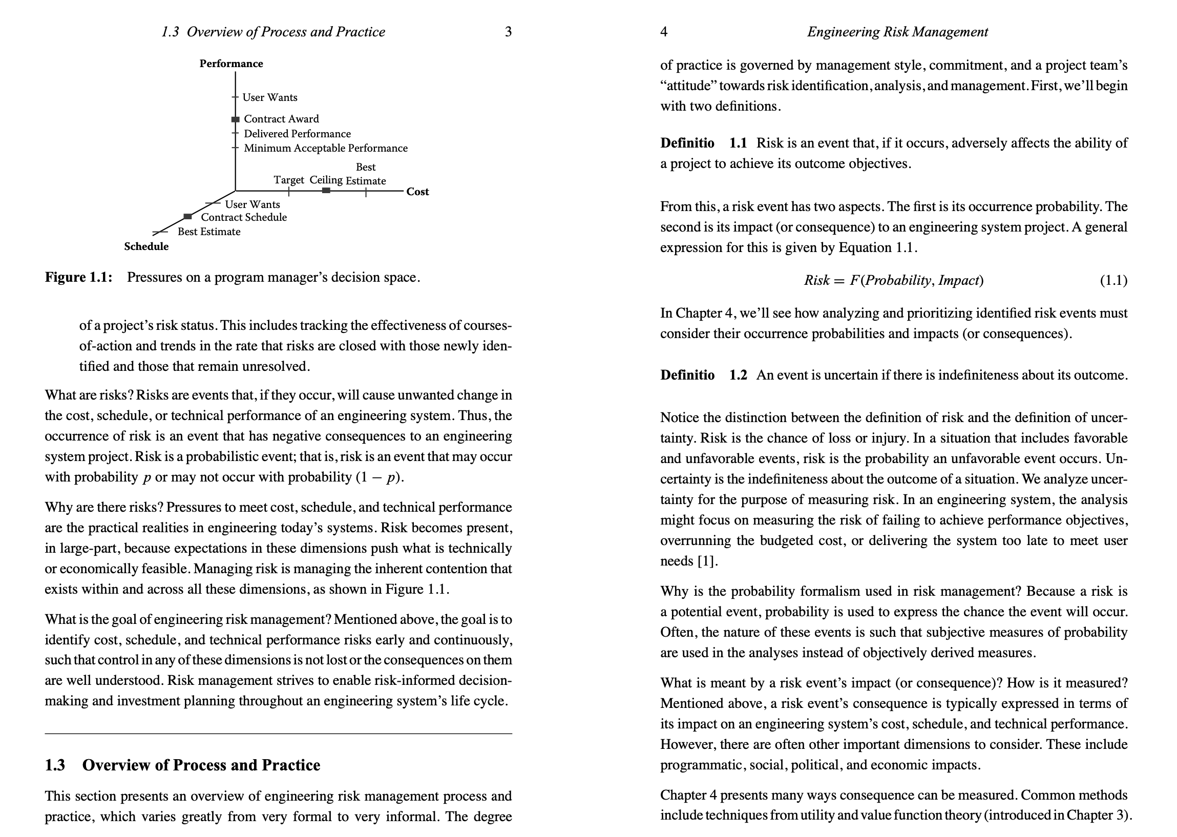 In Section 1.2, engineering risk management was described as a program management
