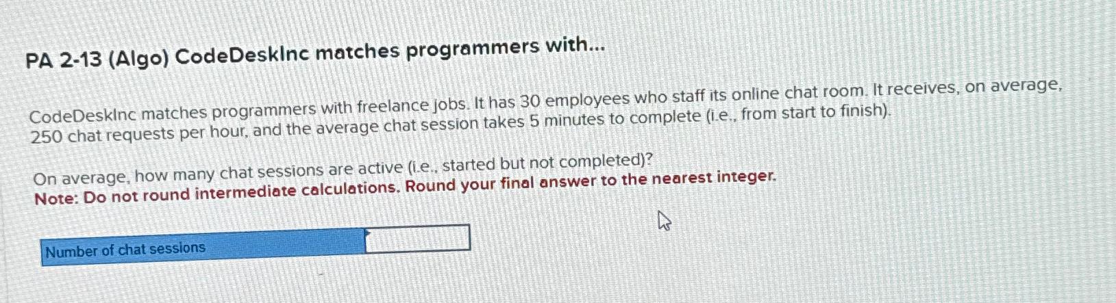  PA 2-13(Algo) CodeDesklnc matches programmers with... CodeDeskinc matches programmers with freelance