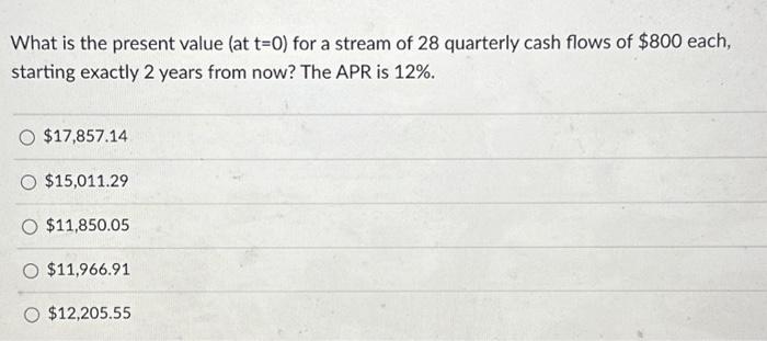  What is the present value (at t=0 ) for a stream