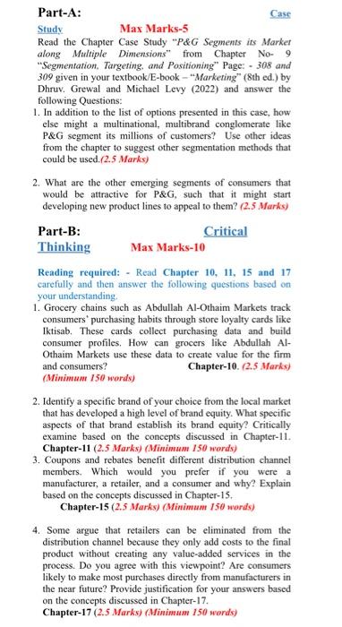  Part-A: Case Study Max Marks-5 Read the Chapter Case Study "P\&G