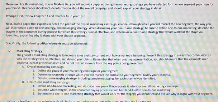 Consumer behavior class The market strategy is Starbucks Coffee Overview: For this