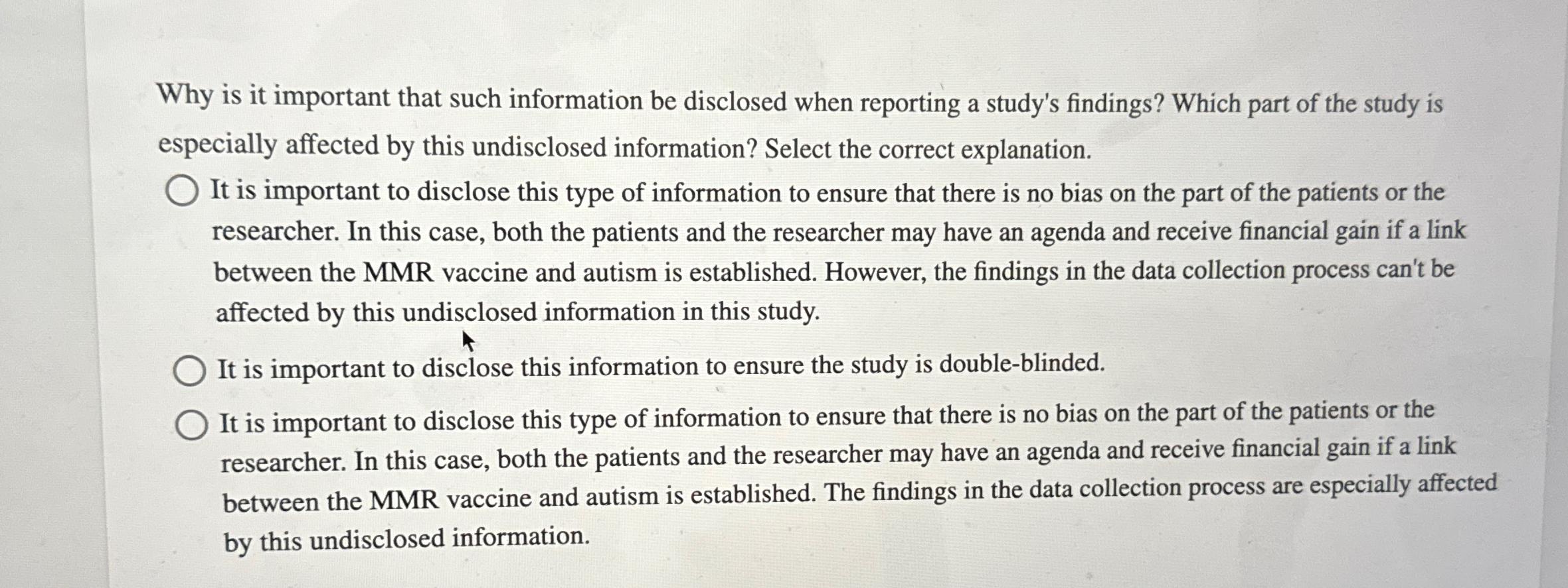  Why is it important that such information be disclosed when reporting