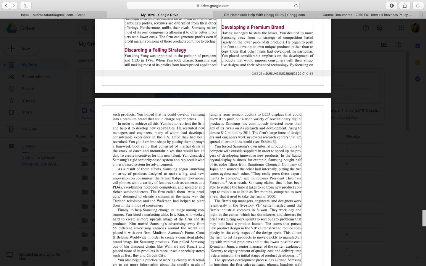 (1) Business Policy . + Drive Q (?) CASE 25 New My