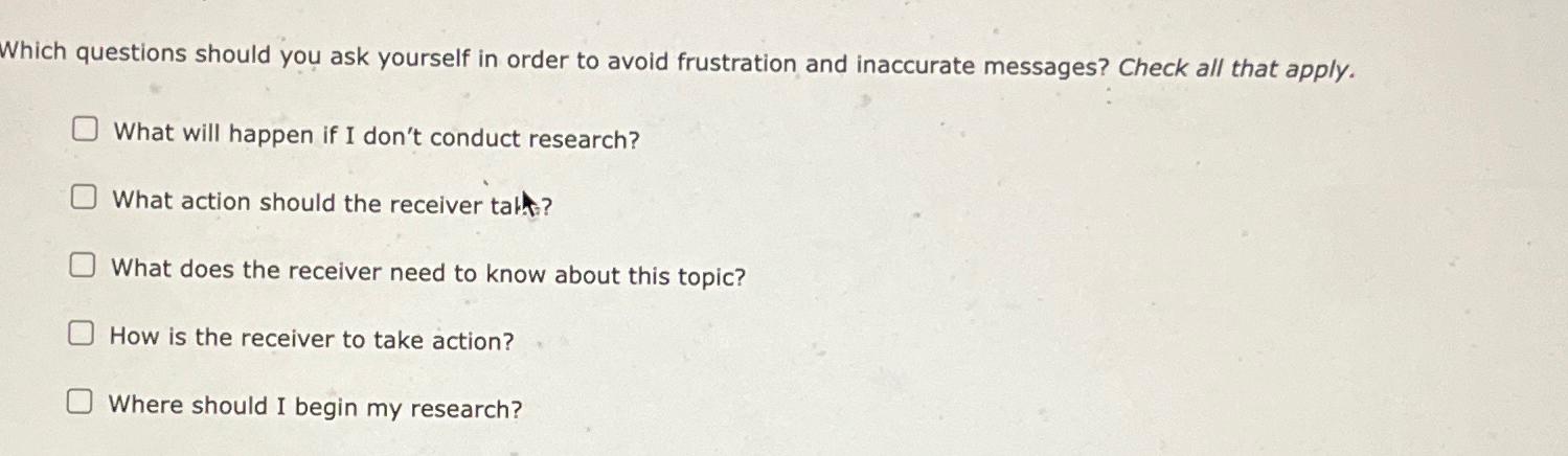  Which questions should you ask yourself in order to avoid frustration
