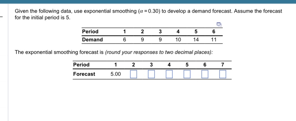 Label Each Part 1 through 3: Given the following data, use exponential