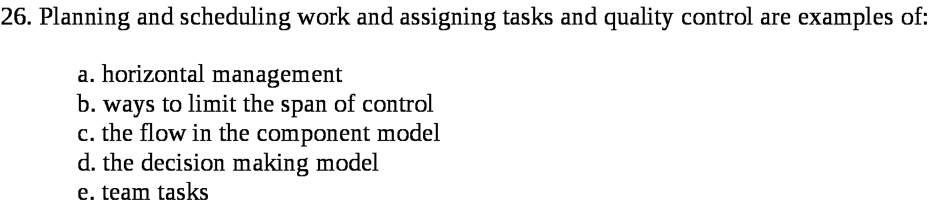 26. Planning and scheduling work and assigning tasks and quality control