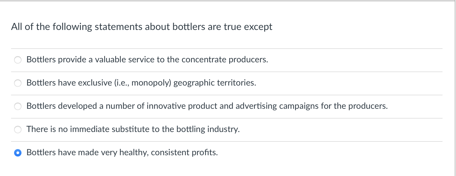 the structure of the soda industry in the bottled water industry. True