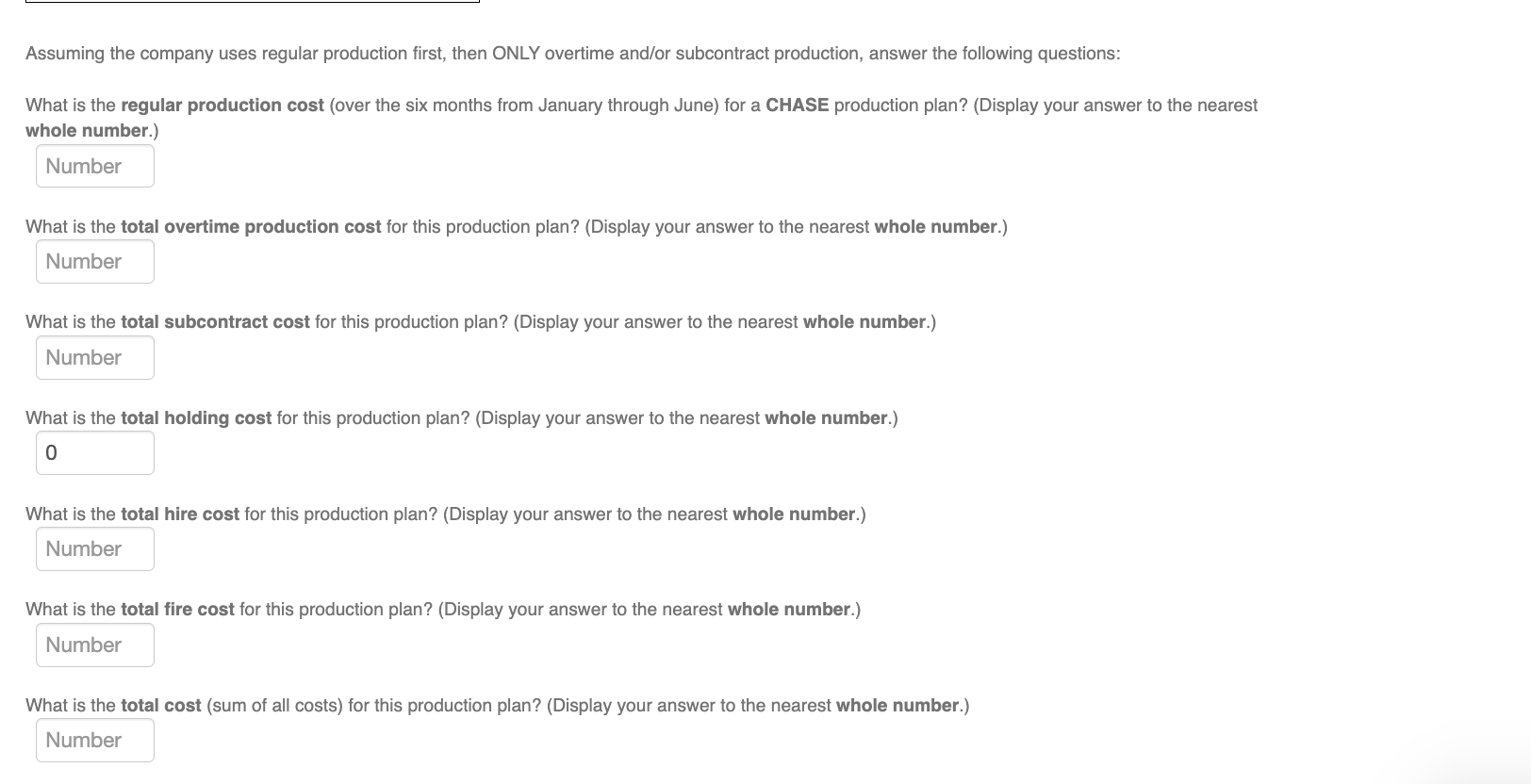 (capacity) information: Assuming the company uses regular production first, then ONLY overtime