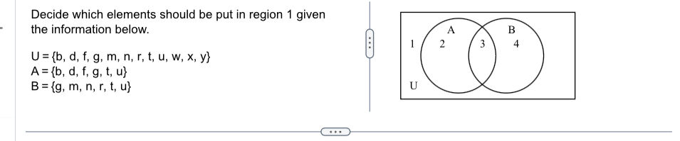  Decide which elements should be put in region 1 given the