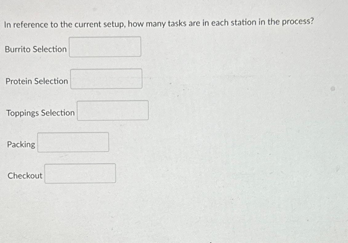  In reference to the current setup, how many tasks are in