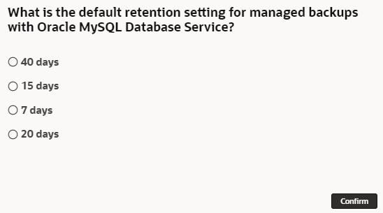 What is the default retention setting for managed backups with Oracle MySQL