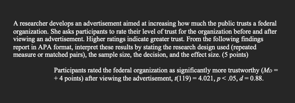 A researcher develops an advertisement aimed at increasing how much the