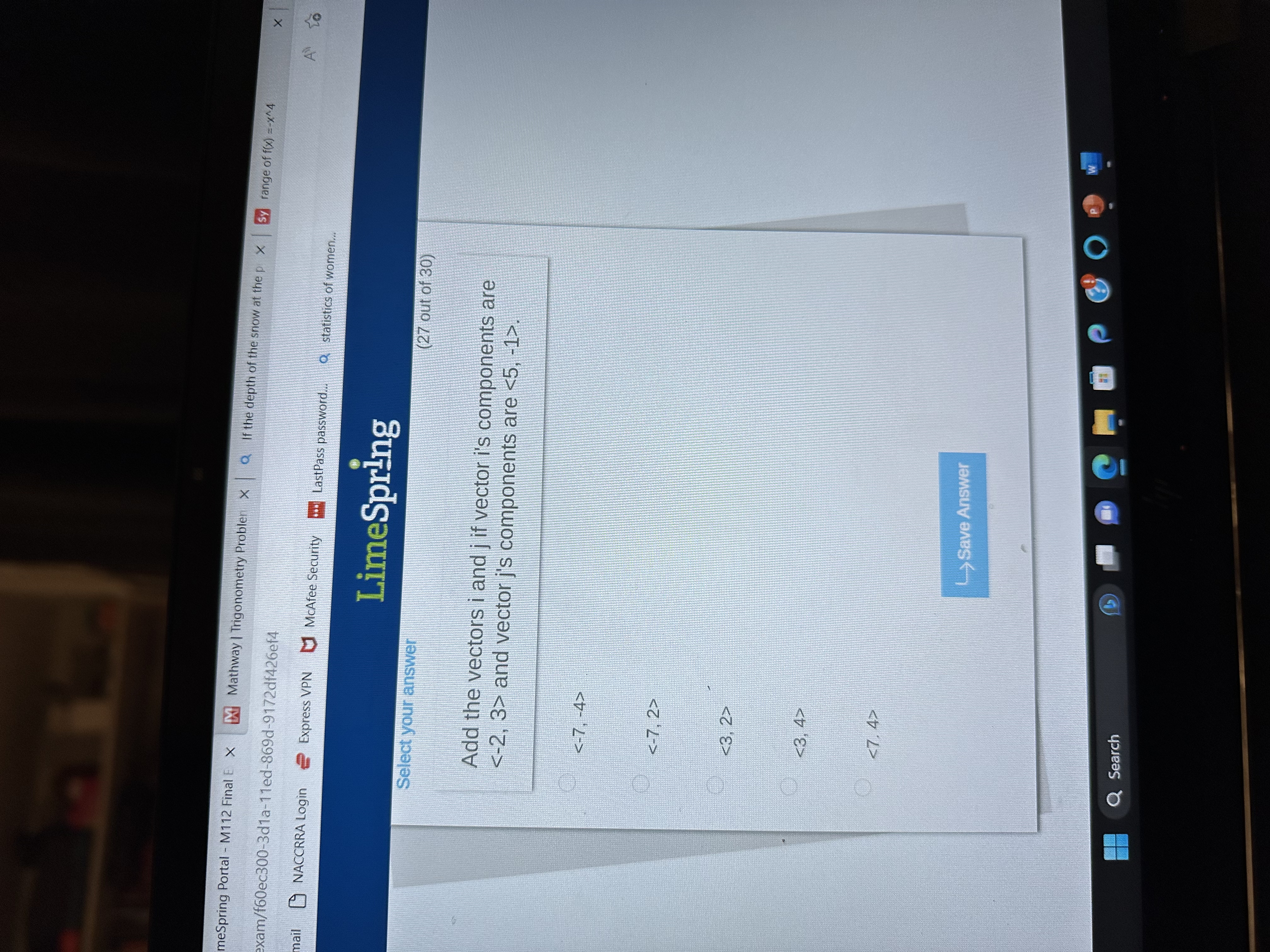  meSpring Portal - M112 Final E X Mathway | Trigonometry Probler