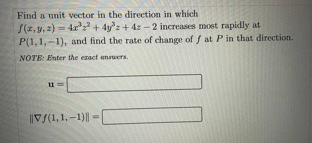 NOTE: Enter the exact answers. 1 = = (I'I-)fAllFind Vw. w =