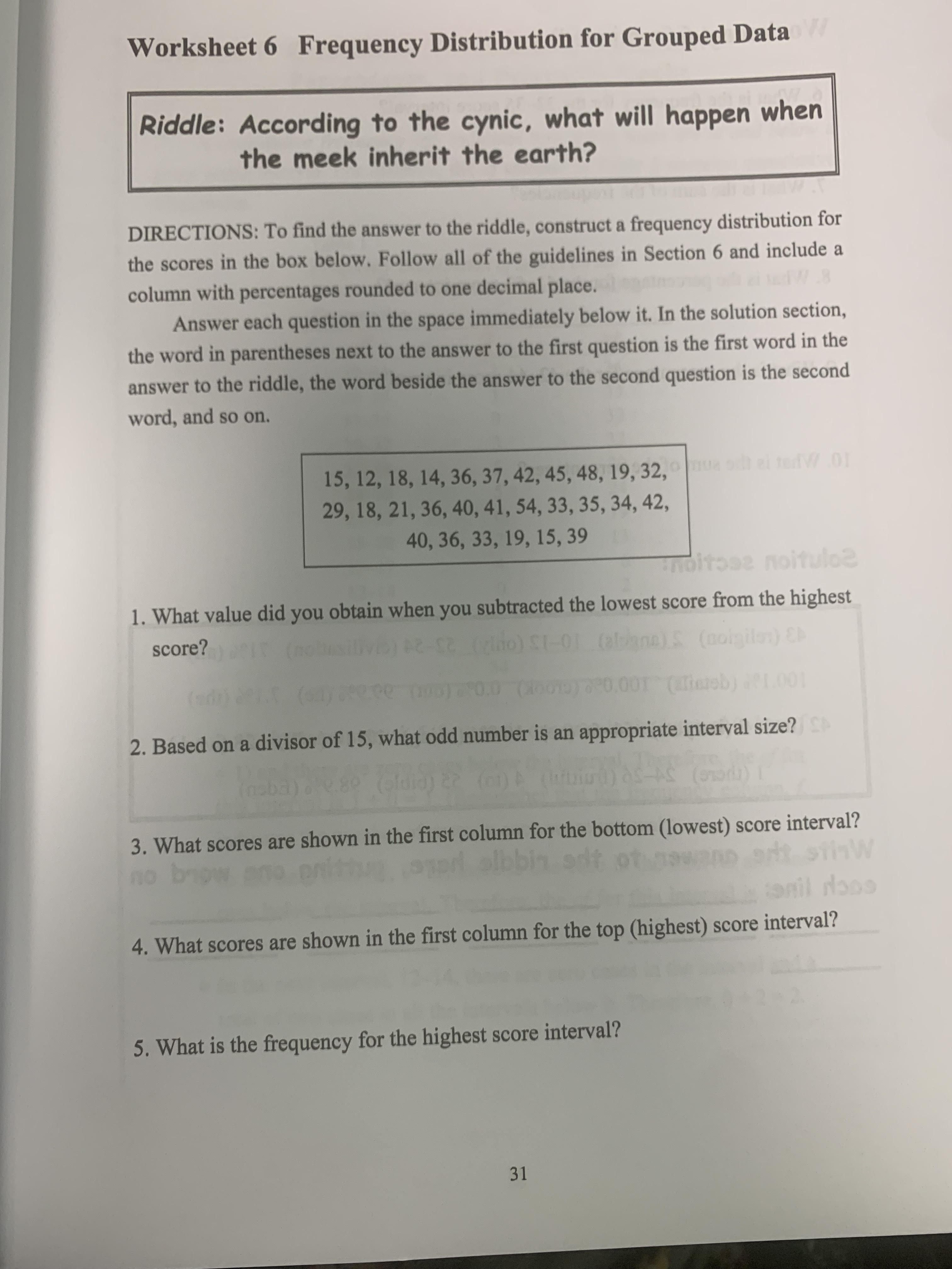 Please answer question #10 only! Please work the answer out. Worksheet 6