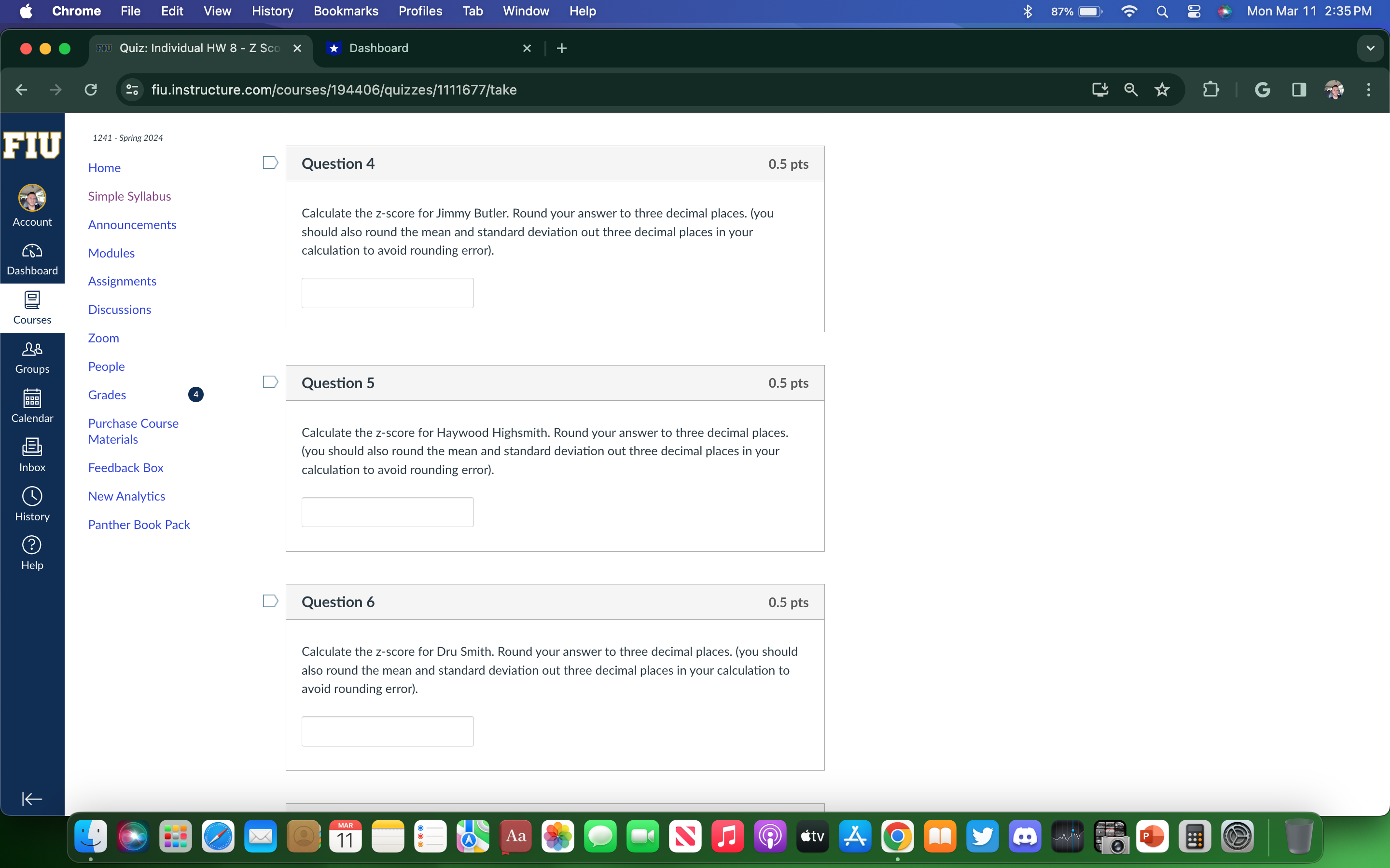 Z Sco Dashboard X C fiu.instructure.com/courses/194406/quizzes/1111677/take DIGO Attempt due: Mar 14 at