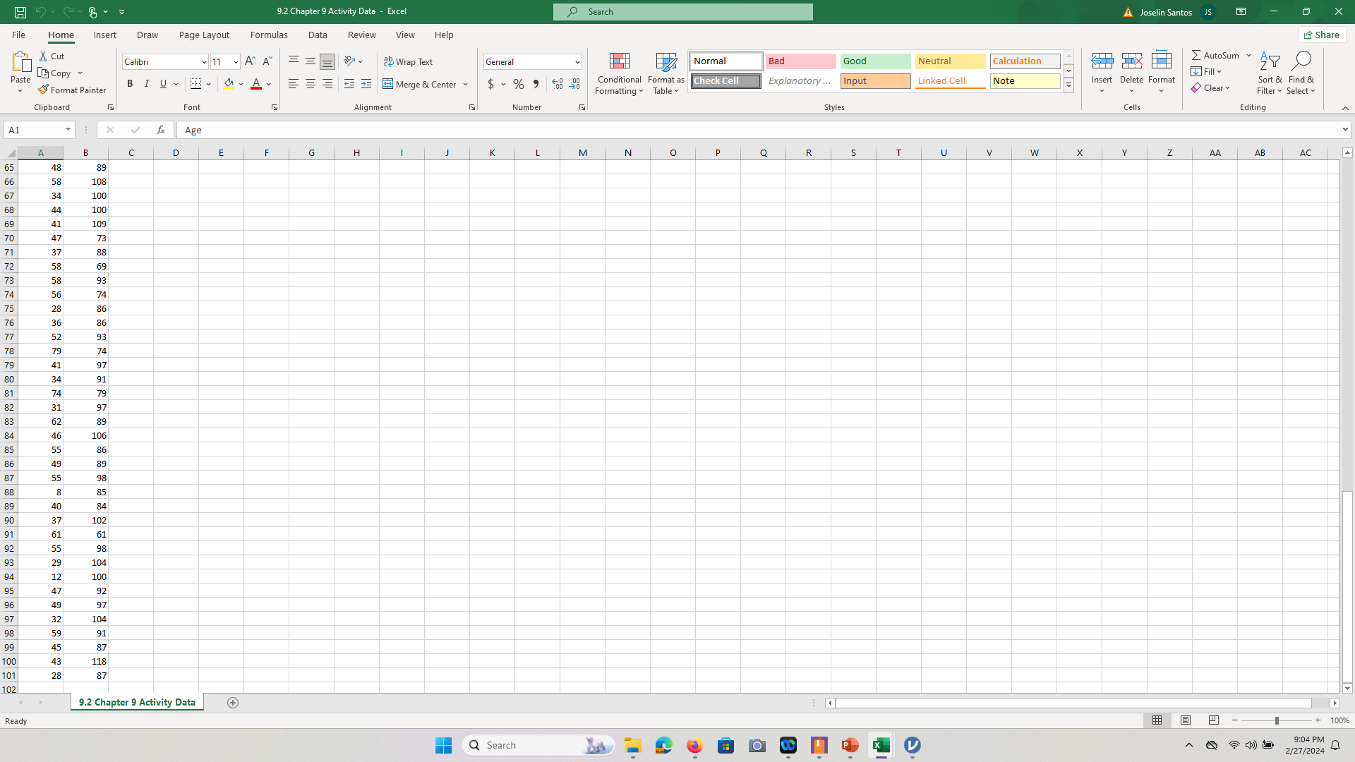 age and virus score, if any? 2. Use Jamovi to calculate the