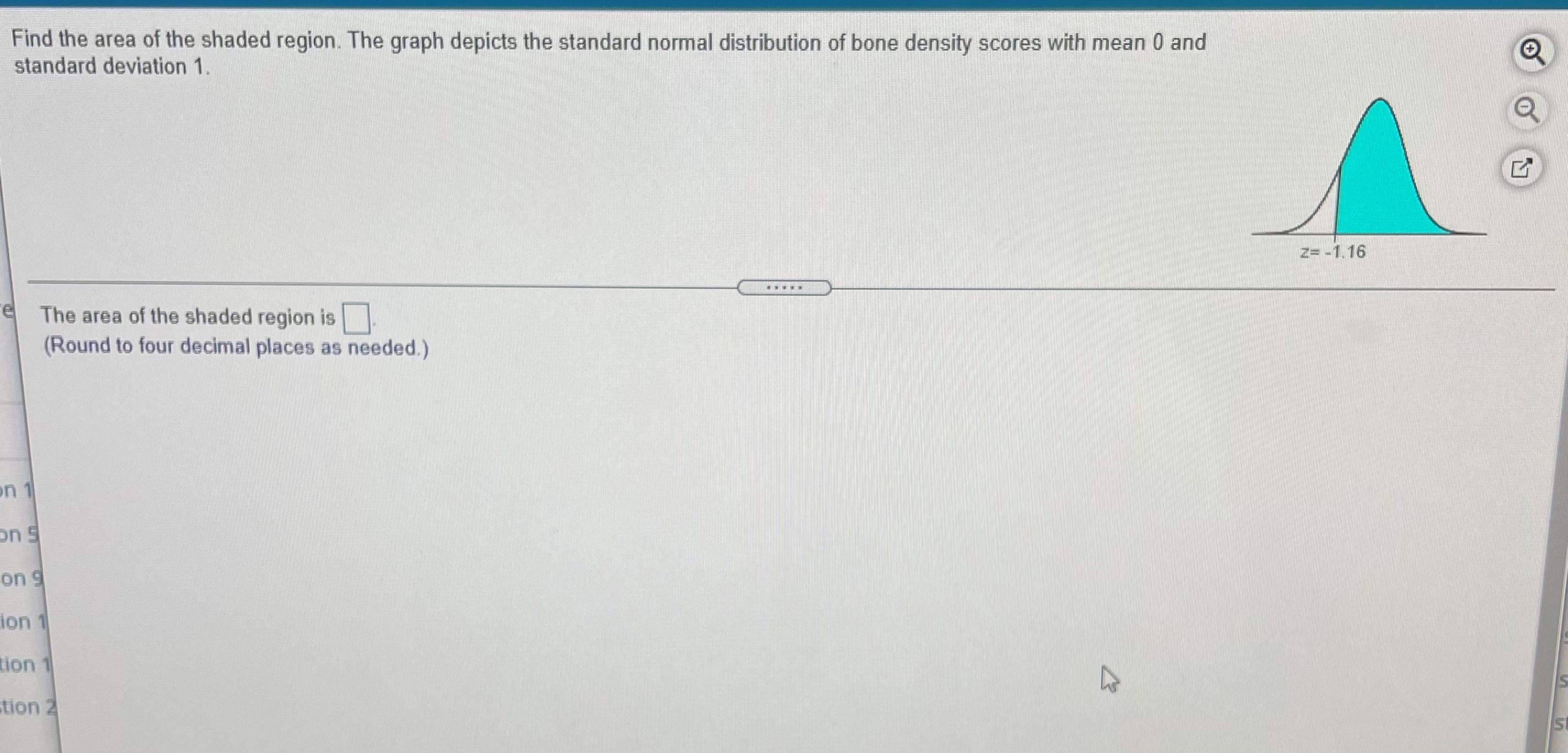 the standard normal distribution of bone density scores with mean 0 and