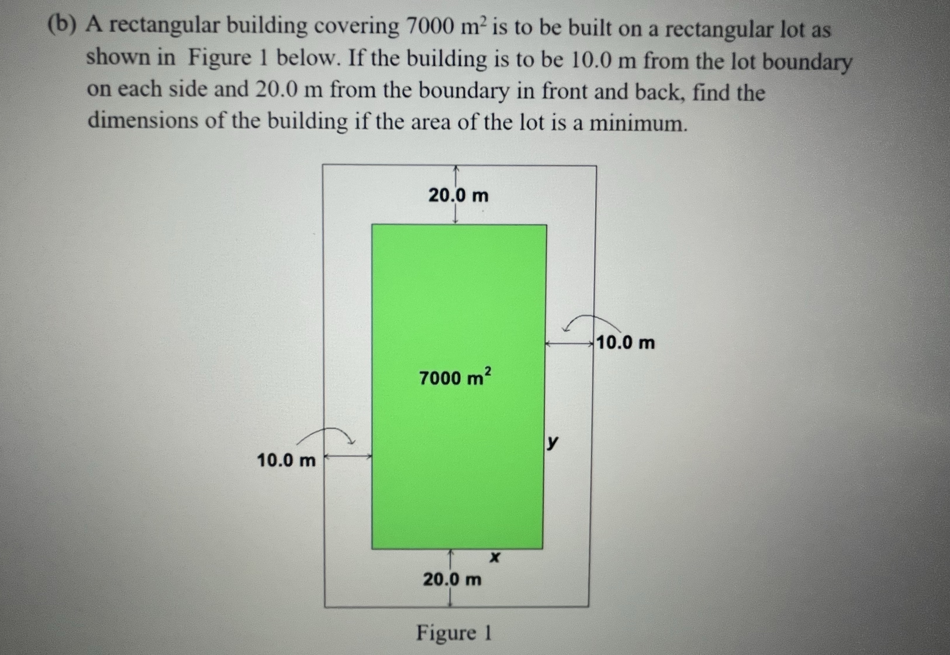 Need help with this (b) A rectangular building covering 7000 m is