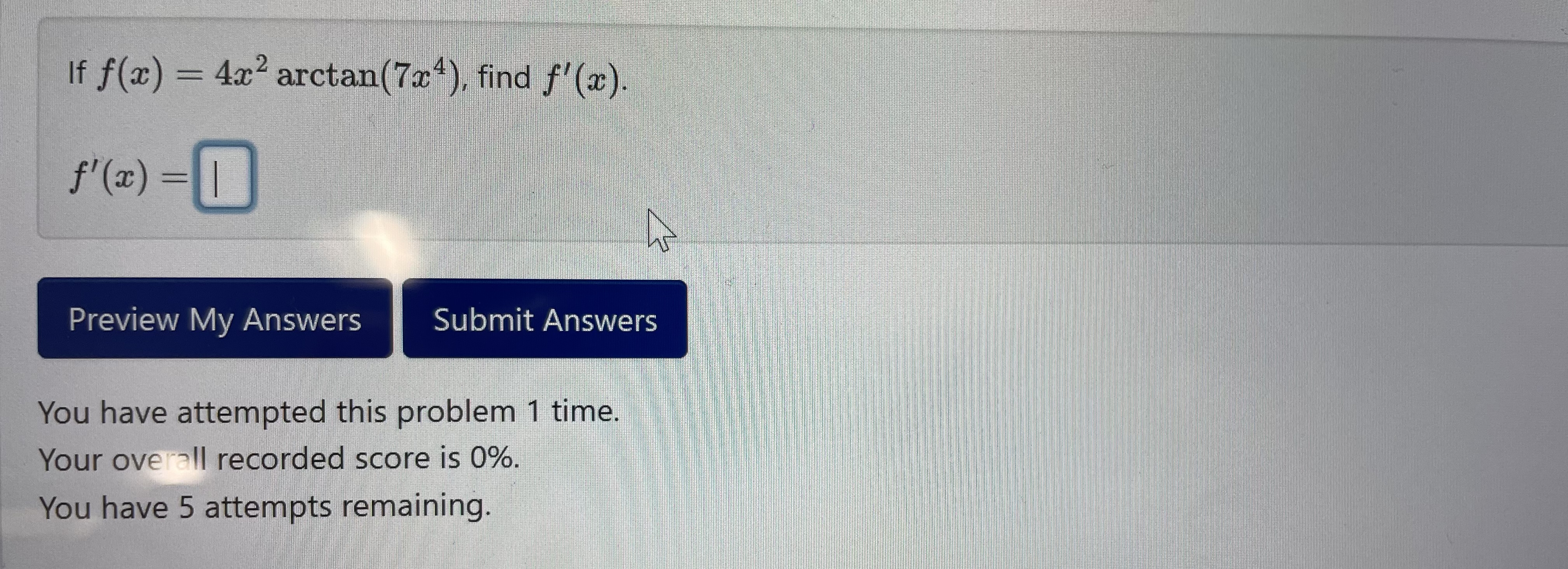 Submit Answers You have attempted this problem 0 times. You have 6