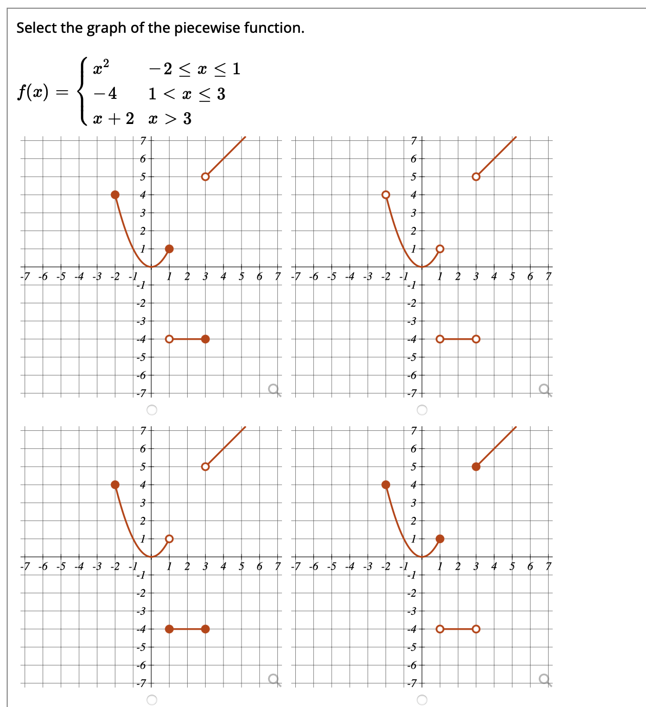 x+1 if a:>2 M) ={ 7 \fGraph the following piecewise-defined function. Indicate