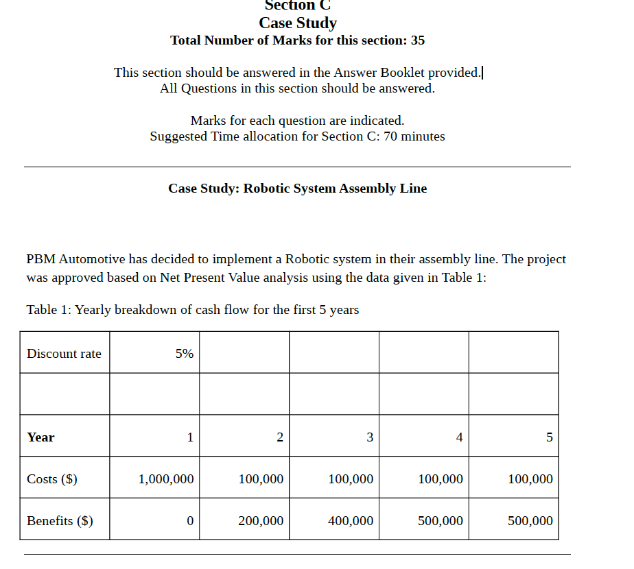 Question: Section L' Case Study Total Number of Marks for this section: