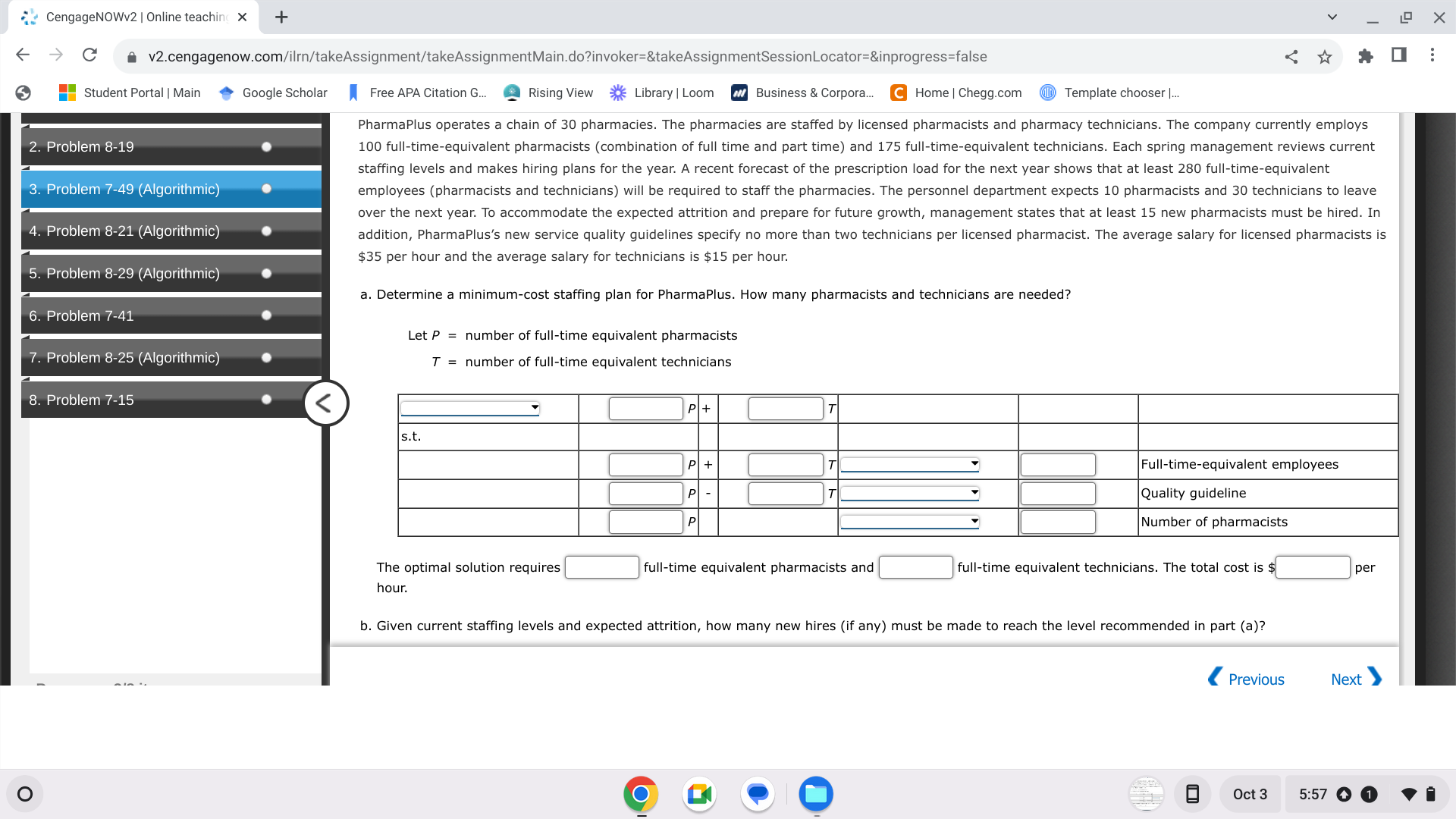 The total cost is $ per hour. D. Given current staffing levels