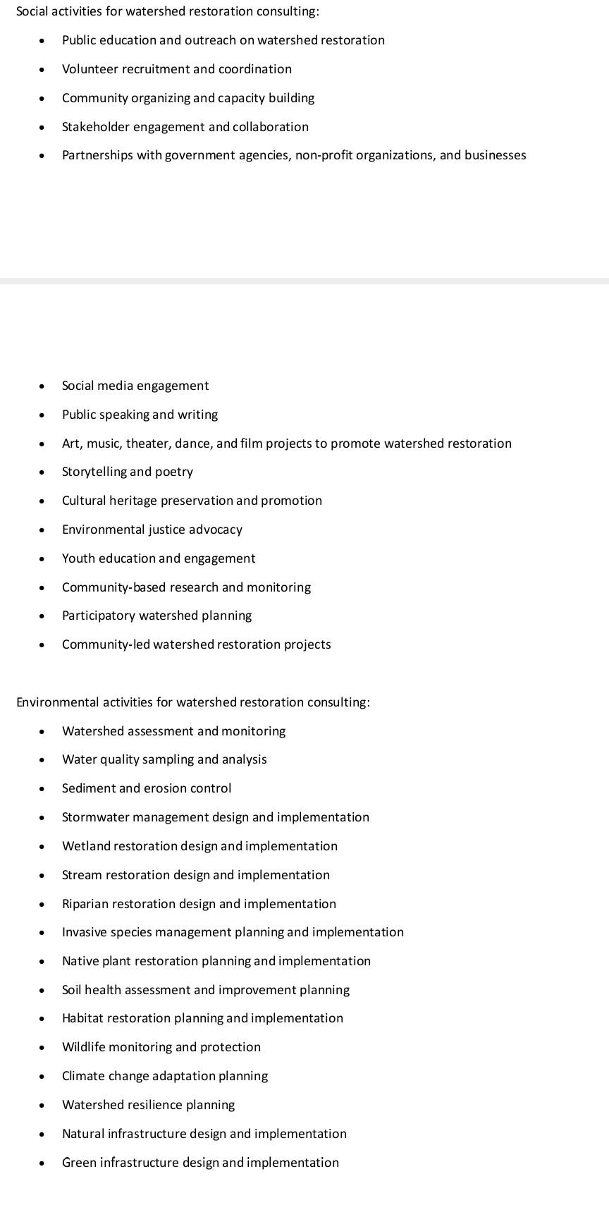 objective of this project is to develop a comprehensive watershed restoration plan