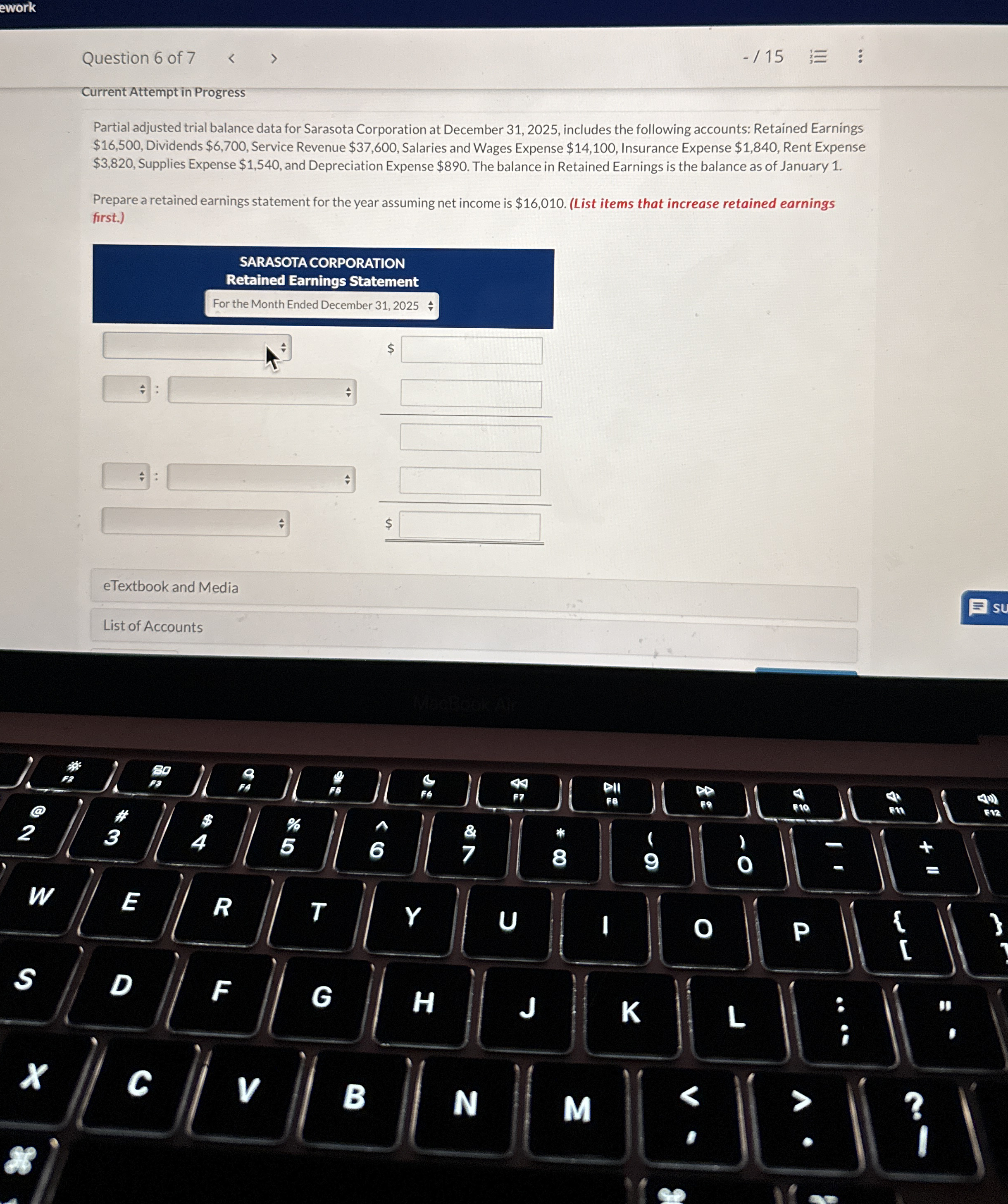  Current Attempt in Progress Partial adjusted trial balance data for Sarasota