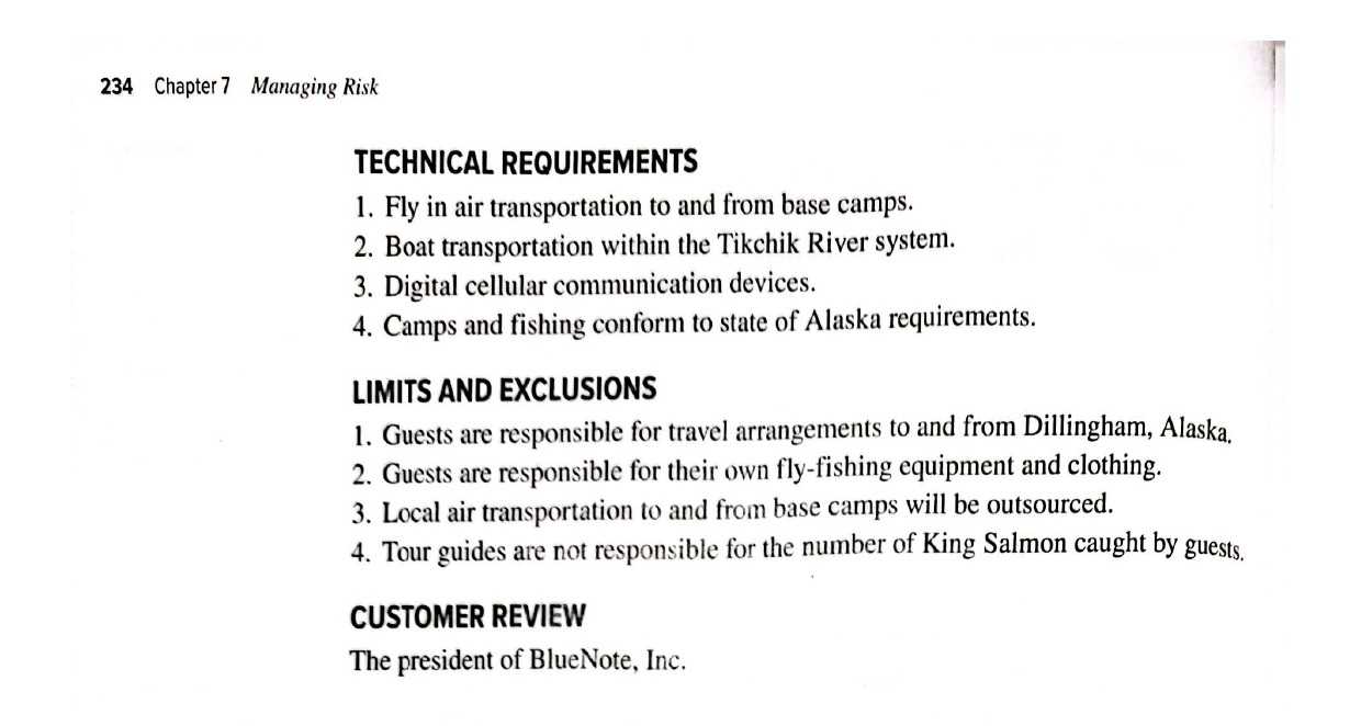 answer The Course is Program and Project Management Alaska Fly-Fishing Expedition" You