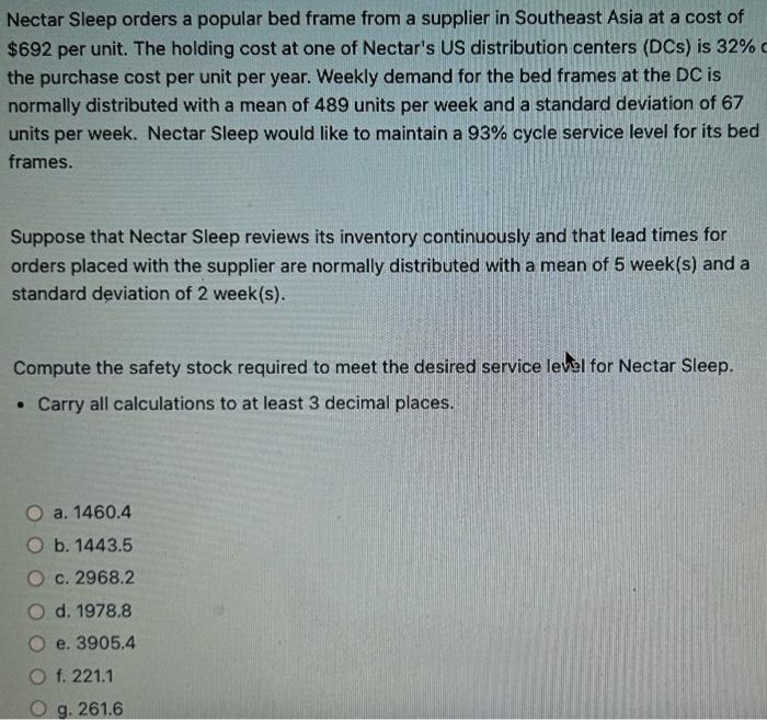  Nectar Sleep orders a popular bed frame from a supplier in