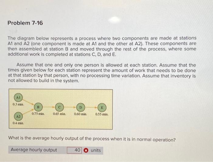 Problem 7-16 The diagram below represents a process where two components are