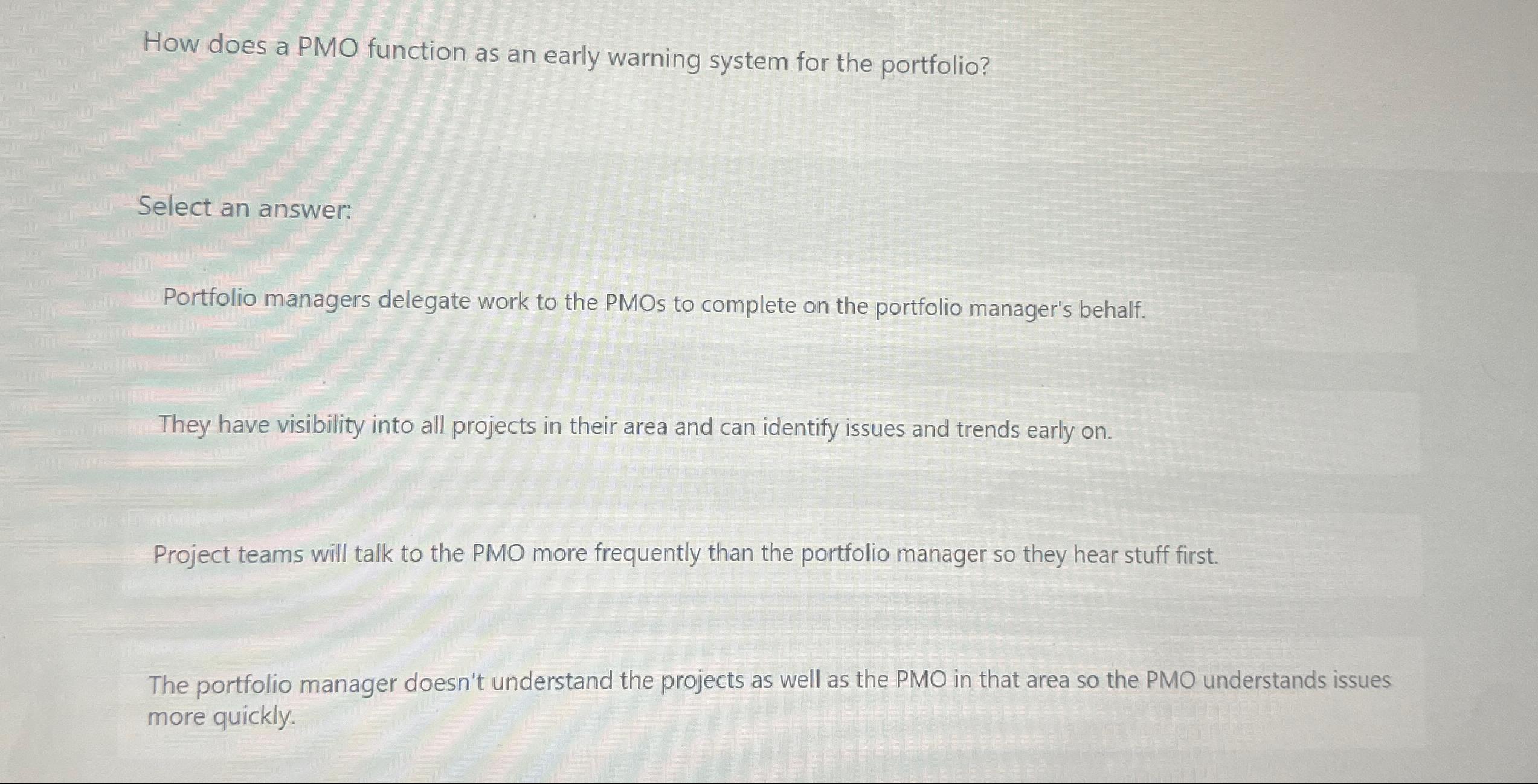  How does a PMO function as an early warning system for