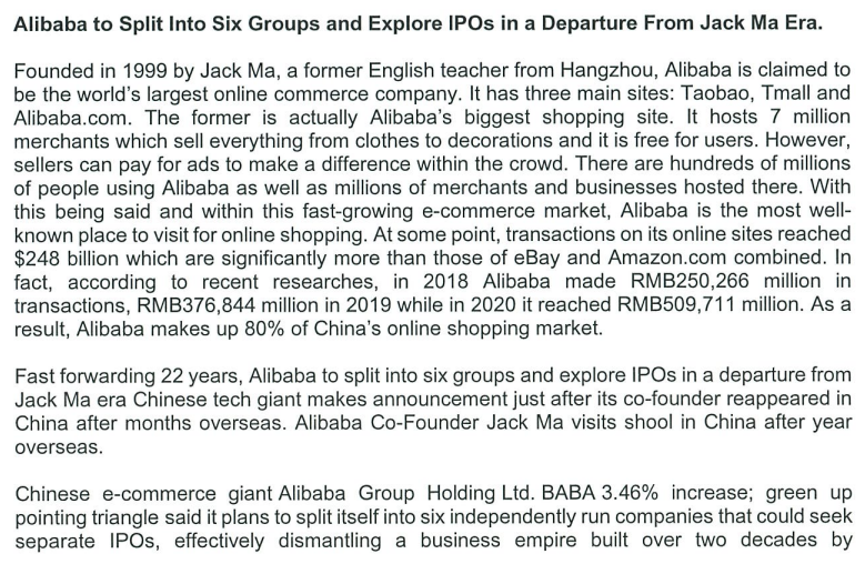Alibaba to Split Into Six Groups and Explore IPOs in a